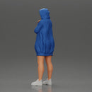 Hooded Woman Standing Thoughtfully with Hand on Chin and Arm Crossed - Only-Games