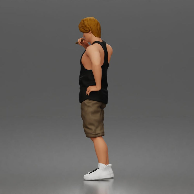 Relaxed tank and shorts smoking moment with urban cool - Only-Games