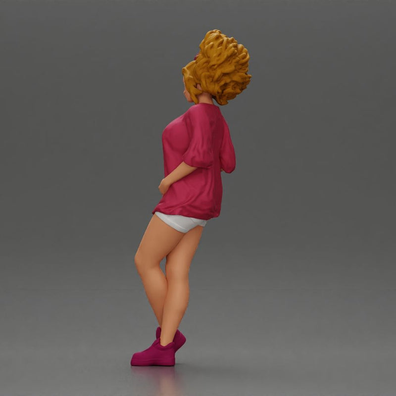 Stylish woman posing confidently with voluminous hair and trendy outfit - Only-Games