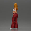 Chola style woman white top red baggy pants posing. - Only-Games