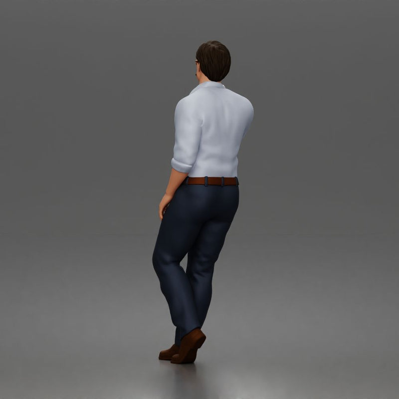 man smoking wearing sunglasses collared shirt trousers leather shoes