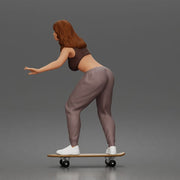 Skater girl balances gracefully wearing crop top jogger pants sneakers 1-64 - Only-Games