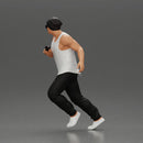 Gangster Man in Beanie Sunglasses Tank Pants Sneakers Running with Gun - Only-Games