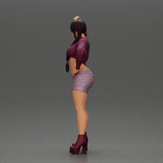 Woman in purple outfit striking a playful pose with braids and heels - Only-Games