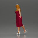 Elegant woman in red dress gracefully walking with confidence and poise - Only-Games