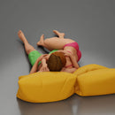 Couple cuddling affectionately on pillows wearing underwear - Only-Games