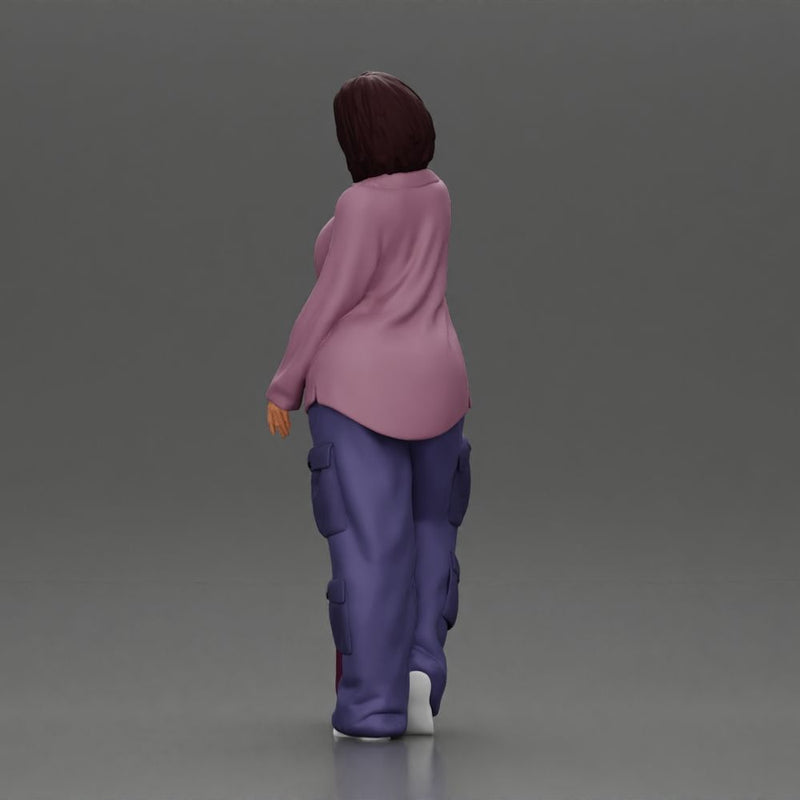 Skater girl wearing crop top cargo pants relaxed pose - Only-Games