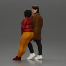 Couple in winter outfits stands by car, calm and stylish. - Only-Games