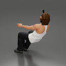 Man sitting with gun in hand pointing forward calmly - Only-Games