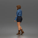 Stylish Woman Standing Gracefully Wearing Jacket Skirt And Boots