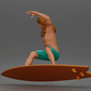 Surfer Man Riding Surfboard Shirtless Board Shorts