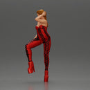 Bold Fashionista in Red Bodysuit and Sky-High Platform Heels - Only-Games
