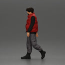 bearded man walking wearing red vest black sweater gray pants black boots - Only-Games