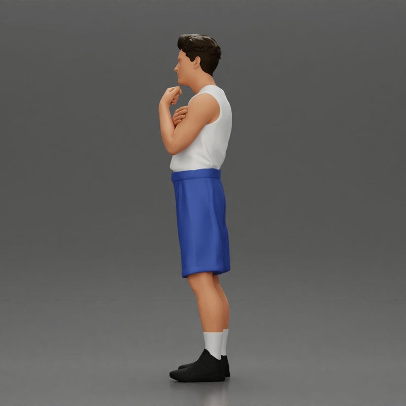 Thoughtful man stands in athletic gear pondering ideas with calm steady focus - Only-Games