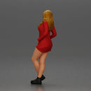 Stylish woman in red blazer dress and boots posing with crossed legs - Only-Games
