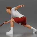 Focused Tennis Player Lunging Forward in Athletic Shirt, Shorts, and Sneakers