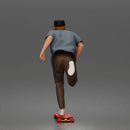Man Riding Skateboard In Open Short Sleeve Shirt Pants And Sneakers