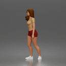 Trendy Woman Standing Confidently in Beanie, Crop Top, and Shorts