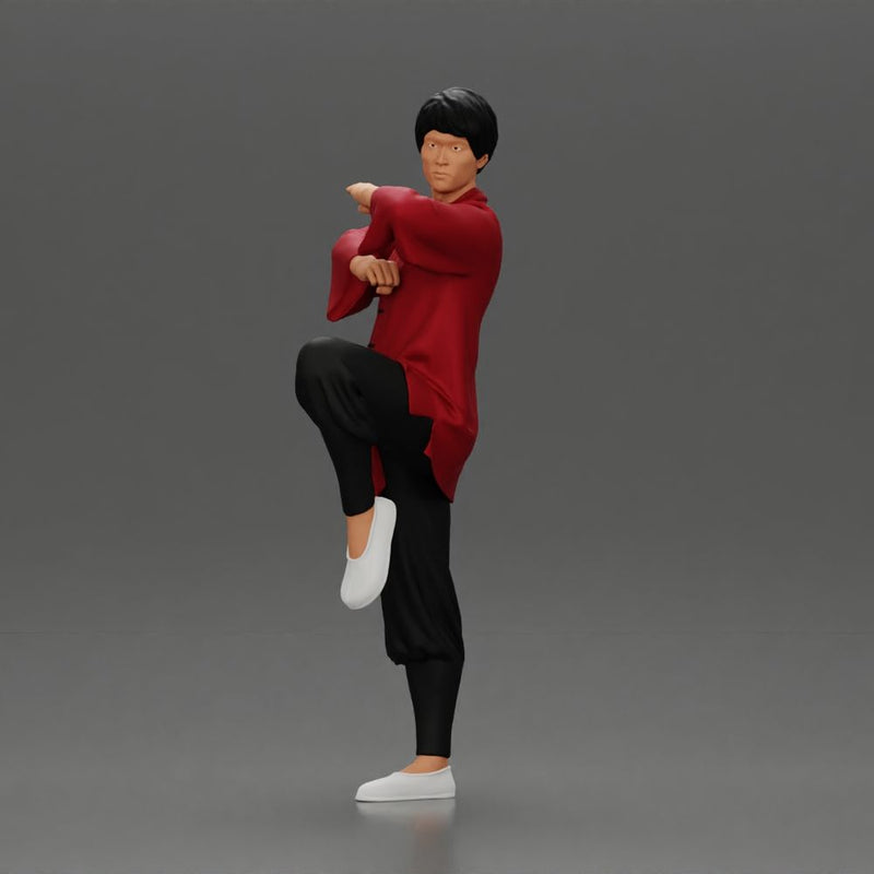 Martial Artist in Action Pose Wearing Traditional Kung Fu Outfit - Only-Games