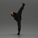 Ninja in black uniform performs high side kick with precision - Only-Games