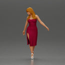 Elegant woman in red dress gracefully walking with confidence and poise - Only-Games