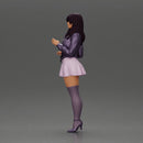 Beautiful girl standing in jacket and dress waiting for someone for a date - Only-Games