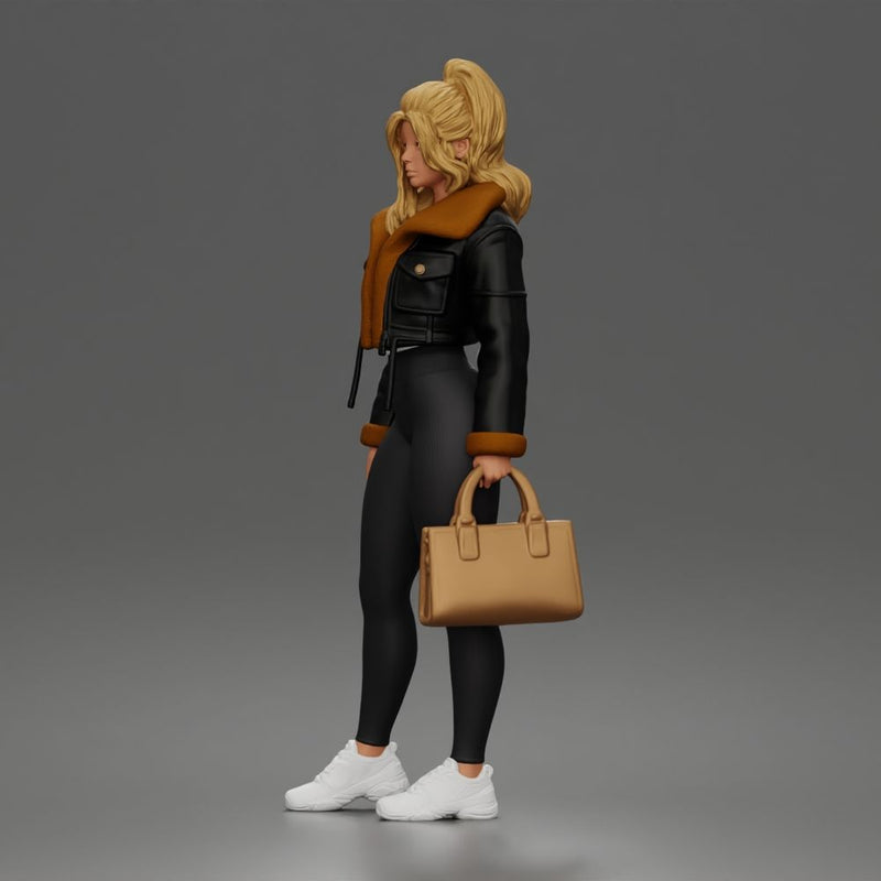 Trendy City Girl Carrying Handbag While Rocking Casual Winter Look