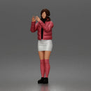 woman In Puffer Jacket With Mini Skirt Thigh-Highs And Boots