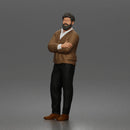 Man Standing Calmly in Casual Cardigan and Dress Pants