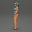 Stylish woman modeling modern asymmetric bikini and hat - Only-Games