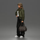 Confident Hand On Hip Poser Holding Bag Jacket Pants Sneakers