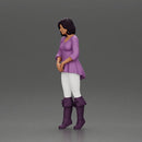 Confident woman in purple top and boots with white leggings - Only-Games