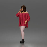 Standing Woman Waving Hand In Off Shoulder Top Platform Boots - Only-Games