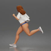Running woman wearing bikini top and open shirt with sneakers sprinting - Only-Games