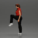 Woman in Headphones Lifting Leg in Stylish Streetwear - Only-Games