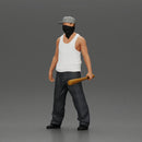 Gangster Man in streetwear posing with a bat and face mask - Only-Games