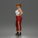 Confident Woman Posing Boldly While Rocking Dramatic Slit Skirt Look