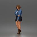 Stylish Woman Standing Gracefully Wearing Jacket Skirt And Boots