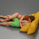 Couple cuddling affectionately on pillows wearing underwear - Only-Games
