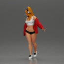 Girl lets her red jacket slip embracing freedom rhythm grace and herself fully - Only-Games