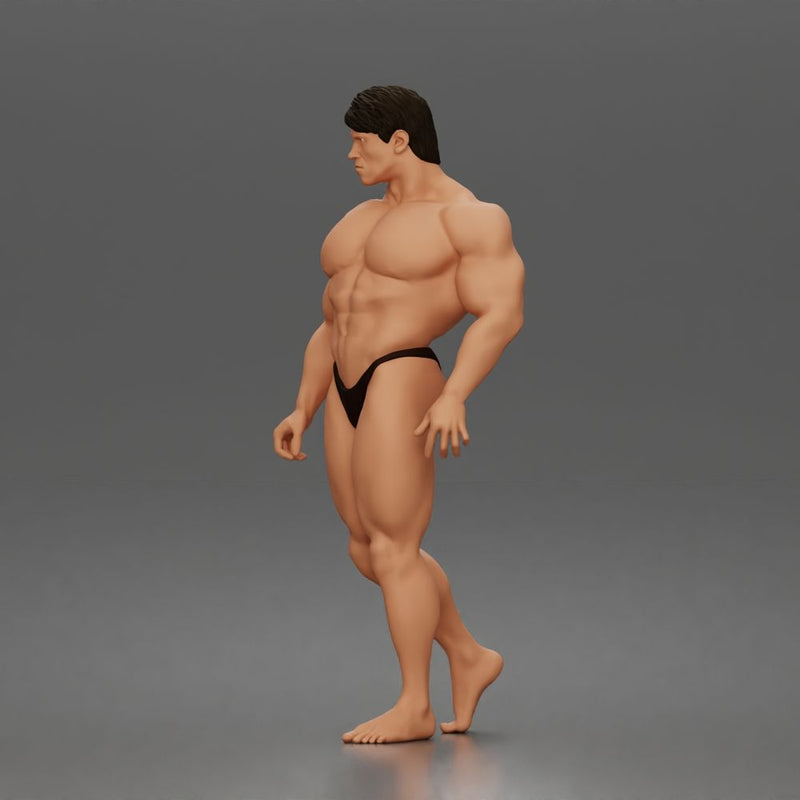 The muscular Arnold walks forward confidently showcasing his sculpted physique - Only-Games