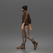 Urban explorer walking confidently in beanie jacket fitted pants and boots - Only-Games