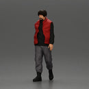 bearded man walking wearing red vest black sweater gray pants black boots - Only-Games