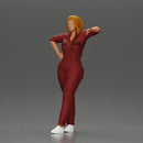 woman in jumpsuit leaning pointing forward ready for action - Only-Games