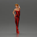 Bold Fashionista in Red Bodysuit and Sky-High Platform Heels - Only-Games