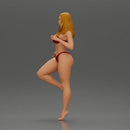 Stylized female figure posed dynamically in minimal attire - Only-Games