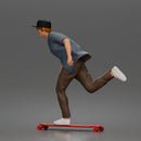 Man Riding Skateboard In Open Short Sleeve Shirt Pants And Sneakers