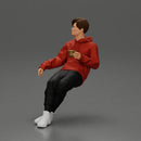 Casually sitting, holding a cup, enjoying a peaceful moment - Only-Games