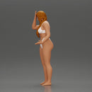 Confused Woman in Bikini Standing with Hand on Forehead - Only-Games