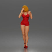 Fashion forward woman in red dress commands attention with poise - Only-Games